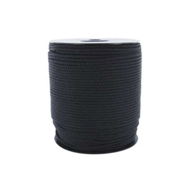 CORDAGE POLYESTER (DRISSE) NOIR PREETIRÉE en bobine CORDAGE POLYESTER (DRISSE) NOIR PREETIRÉE en bobine