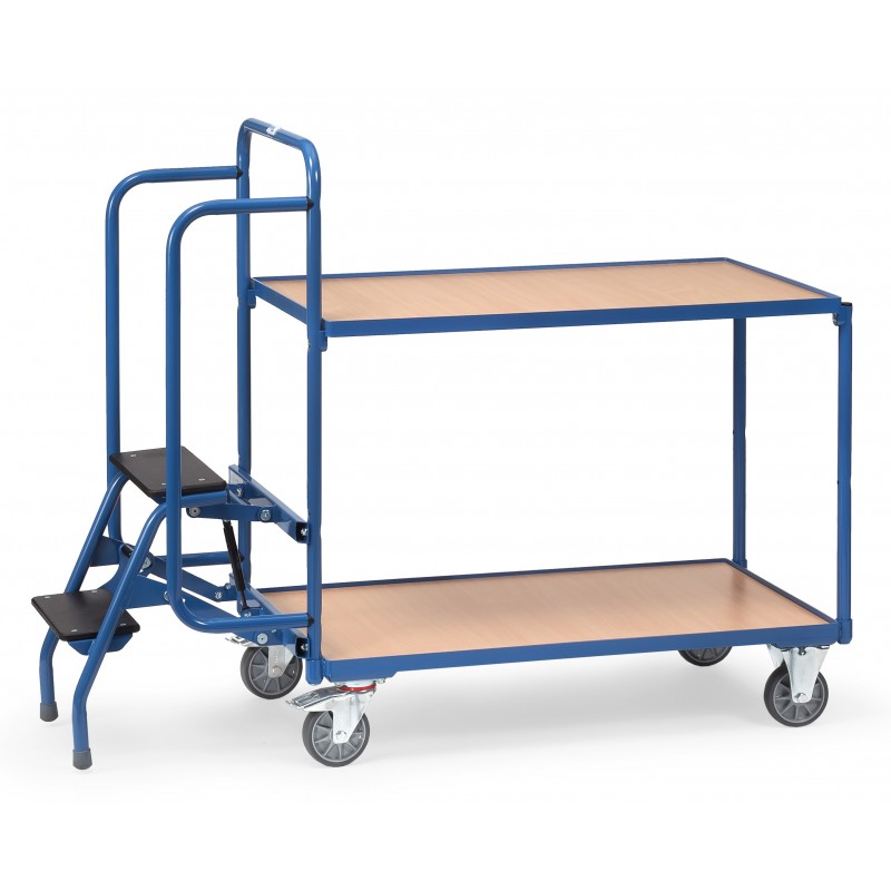 Chariot pour commandes, 2 plateaux avec marchepied - 2105 - FETRA Chariot pour commandes, 2 plateaux avec marchepied - 2105 - FETRA