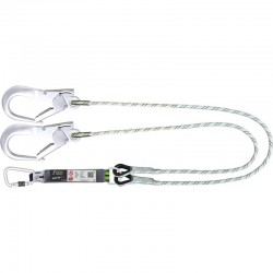 Longe fourche en corde tressée avec absorbeur d'énergie et connecteurs aluminium, lg. 1,50 m - KRATOS SAFETY