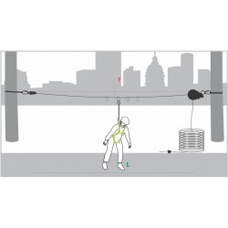 Ligne de vie temporaire horizontale pour 4 utilisateurs, avec 4 anneaux - KRATOS SAFETY