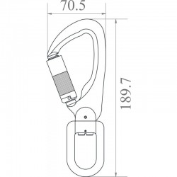 Crochet aluminium à verrouillage automatique 1/4 de tour avec émerillon témoin de chute - KRATOS SAFETY