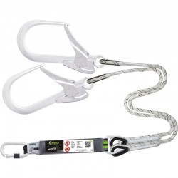 Longe fourche en corde tressée avec absorbeur d'énergie et connecteurs aluminium, lg. 1,50 m - KRATOS SAFETY