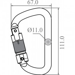 Mousqueton acier à verrouillage automatique triple action - version Keylock - KRATOS SAFETY