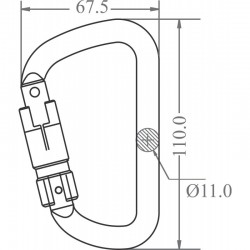 Mousqueton aluminium vert à verrouillage automatique triple action - type Keylock - KRATOS SAFETY