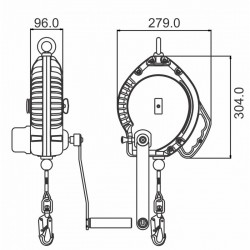 Antichute à rappel automatique avec câble acier galvanisé Lg 20 m avec treuil de sauvetage intégré - KRATOS SAFETY