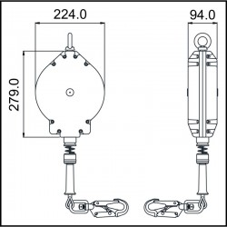 OLYMPE, Antichute à rappel automatique avec carter aluminium et câble acier galvanisé, 20 m - KRATOS SAFETY