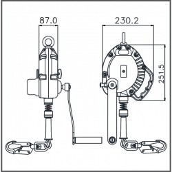 OLYMPE câble acier galvanisé, antichute à rappel automatique 10 m avec treuil de sauvetage intégré - KRATOS SAFETY