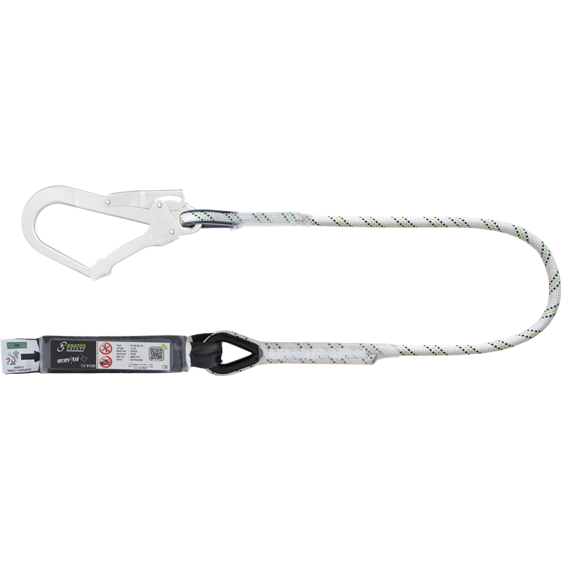 Longe en corde tressée 1,50 m avec absorbeur d'énergie et mousqueton FA5020755 - KRATOS SAFETY