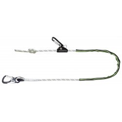 ASTRA, Longe de maintien au travail, corde tressée lg. 2 m, tendeur et connecteurs aluminium