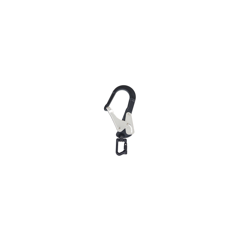 HUKA-2 - Mousqueton d'échafaudage aluminium à verrouillage automatique avec ?il de connexion ouvrable et émerillon HUKA-2 - Mousqueton d'échafaudage aluminium à verrouillage automatique avec ?il de connexion ouvrable et émerillon