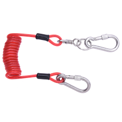 Longe porte outils spirale avec deux connecteurs intégrés pour connexion d'outils à un point d'attache sur le harnais ou la cein