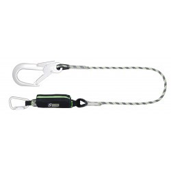 CURIOSITY-S Longe absorbeur d'énergie (140 kg, arêtes vives) avec pochette zippée, corde tressée anti-abrasion lg. 1,20 m, avec 