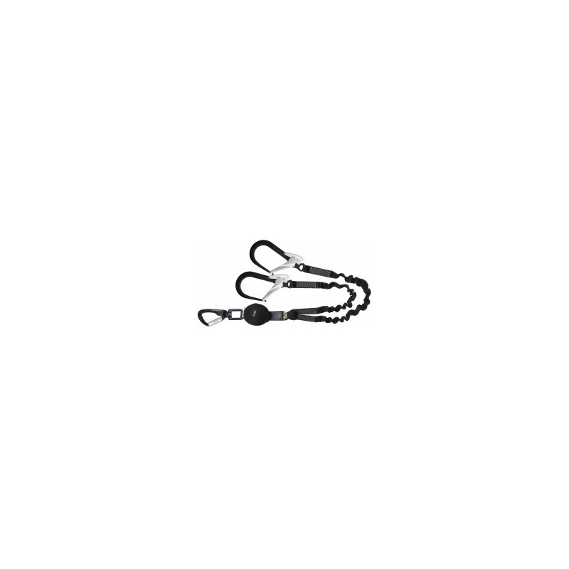 GRAVITY-S, Longe fourche absorbeur d'énergie compact (140 kg, arêtes vives), sangle élastique lg. 1,50 m, avec crochets d'échafa GRAVITY-S, Longe fourche absorbeur d'énergie compact (140 kg, arêtes vives), sangle élastique lg. 1,50 m, avec crochets d'échafa