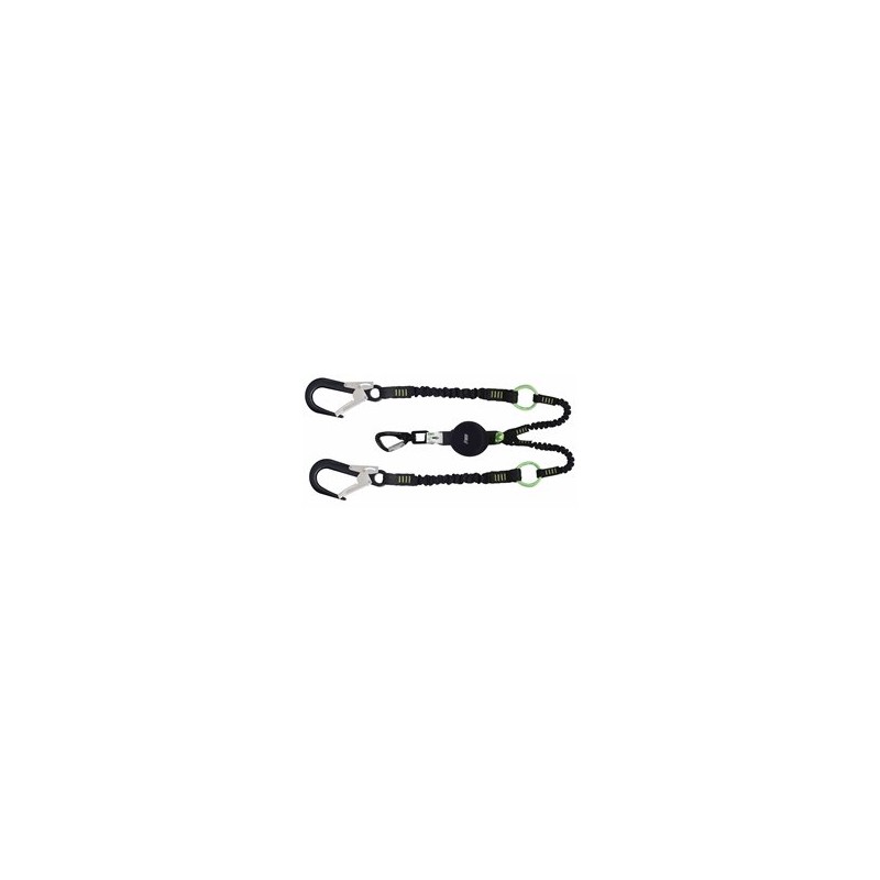 GRAVITY-S, Longe fourche absorbeur d'énergie compact (140 kg, arêtes vives), sangle élastique lg. 2 m, avec anneaux intermédiai GRAVITY-S, Longe fourche absorbeur d'énergie compact (140 kg, arêtes vives), sangle élastique lg. 2 m, avec anneaux intermédiai