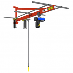 Potence Murale Triangulée 180° avec option palan électrique et boite à bouton séparée
