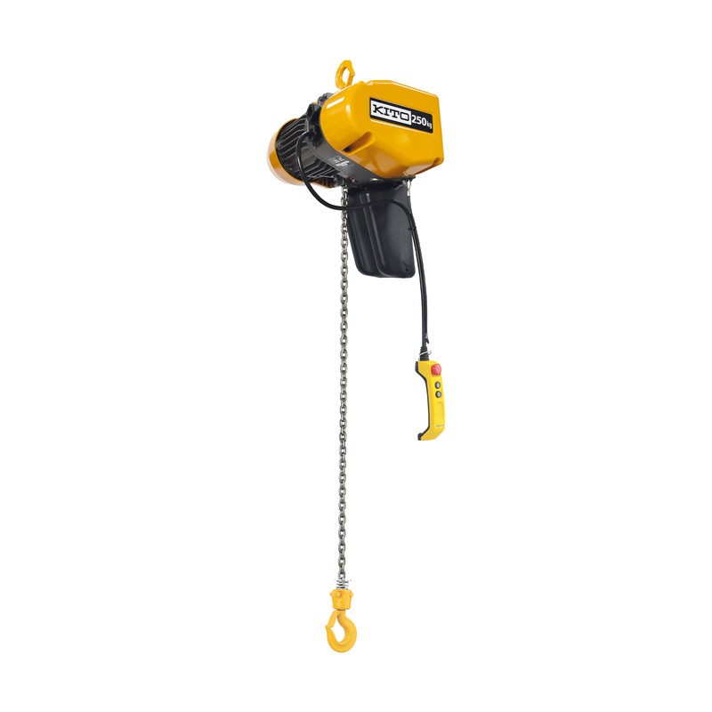 Palan électrique à chaîne KITO EQ – Triphasé 400 V, 125 kg à 1 t