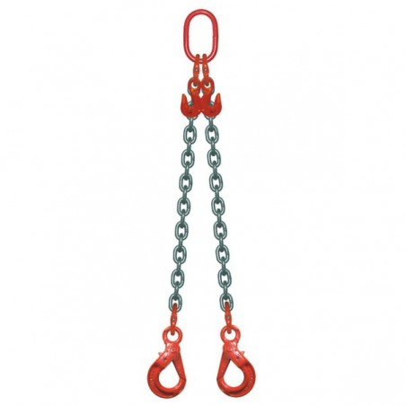 ÉLINGUE CHAÎNE Grade-80 / 2 brins - réglable à 2 crochets verouillage automatique