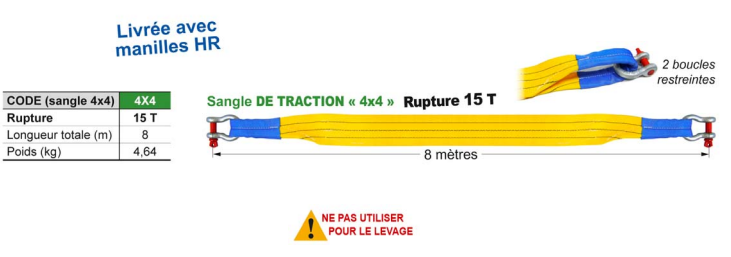 Sangle de traction pour 4X4 (15 tonnes)