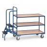 Chariot pour commandes, 3 plateaux avec marchepied - 2106 - FETRA